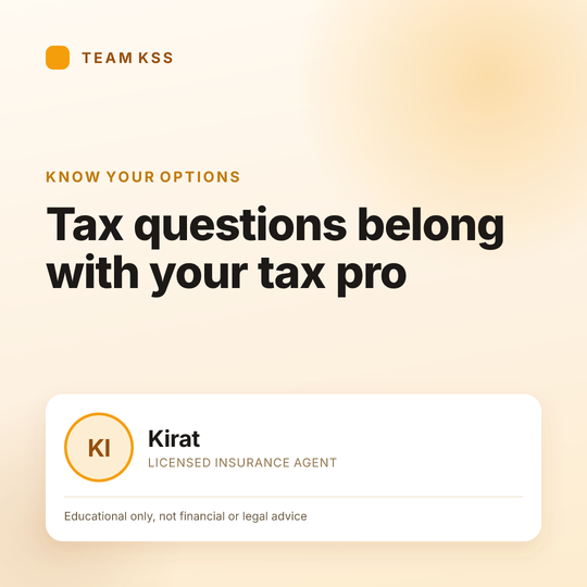 Tax questions belong with your tax pro – Kirat